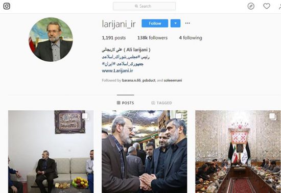 اینستاگرام علی لاریجانی، نامزد احتمالی انتخایات یازدهم مجلس شورای اسلامی