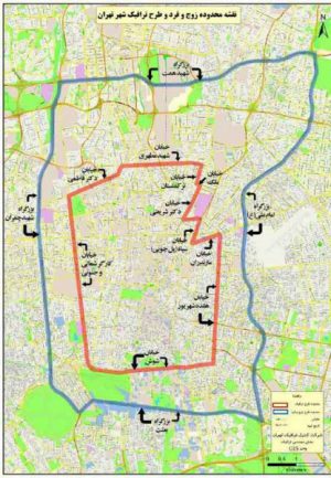 نقشه محدوده زوج و فرد و طرح ترافیک تهران