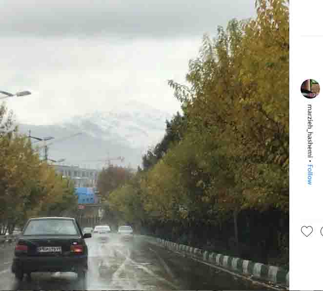  آخرین ویدیویی که خانم هاشمی از یک روز بارانی تهران در منطقه ولنجک گذاشت