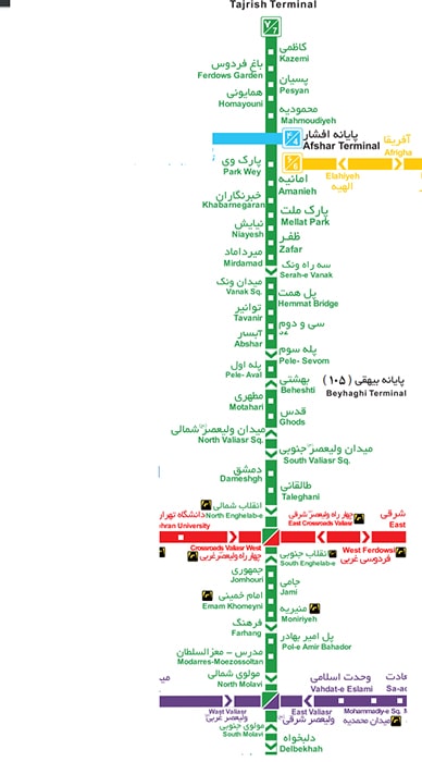 ایستگاه های خط ۷ اتوبوسرانی BRT تند رو تهران