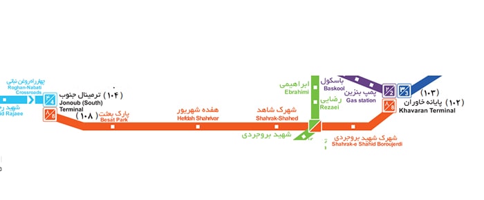 ایستگاه های خط ۸ اتوبوسرانی BRT تهران