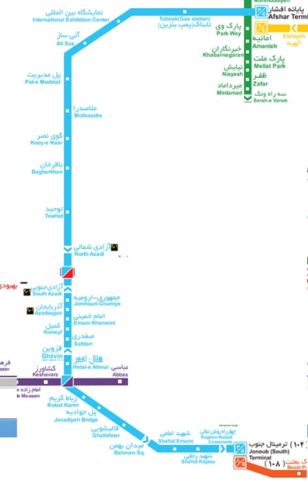 ایستگاه های خط ۴ اتوبوسرانی BRT تهران
