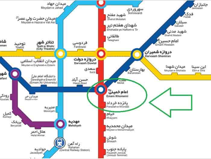نقشه کامل مترو جدید تهران