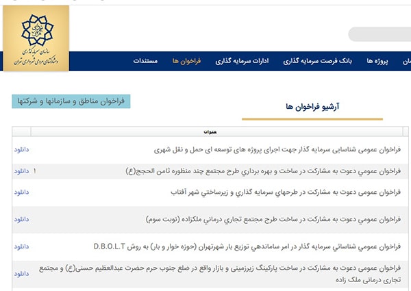 ۷۰ ایده سرمایه گذاری در مناطق ۲۲ گانه شهرداری تهران