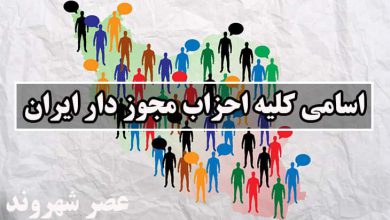 اسامی کلیه احزاب مجوز دار ایران