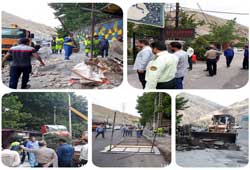 تخریب سازه های غیر مجاز در حاشیه جاده سولقان